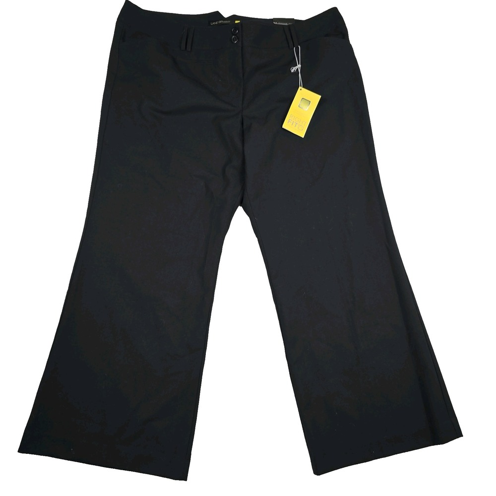Lane Bryant Houston Pant Black Wide Leg Trousers Right Fit Yellow Size 22 NWT